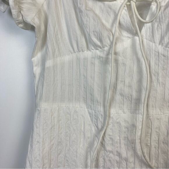 Shein Frill Trim Tie Front Crinkle Dress White Size Small (4) - Picture 12 of 13